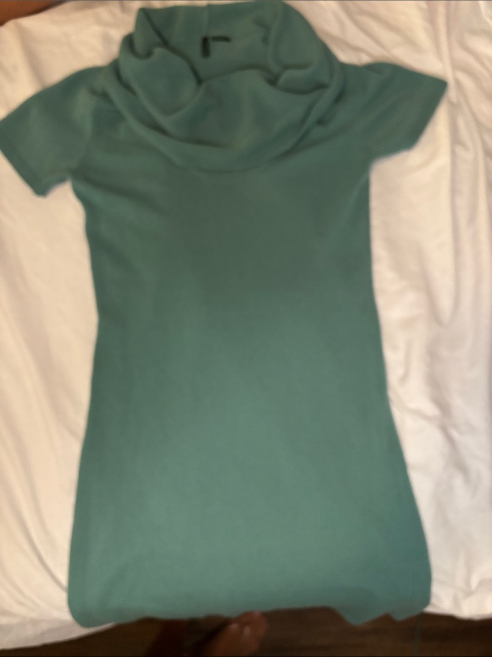 Benetton 80% Wool Cowl Neck Sweater Dress Seafoam Green S